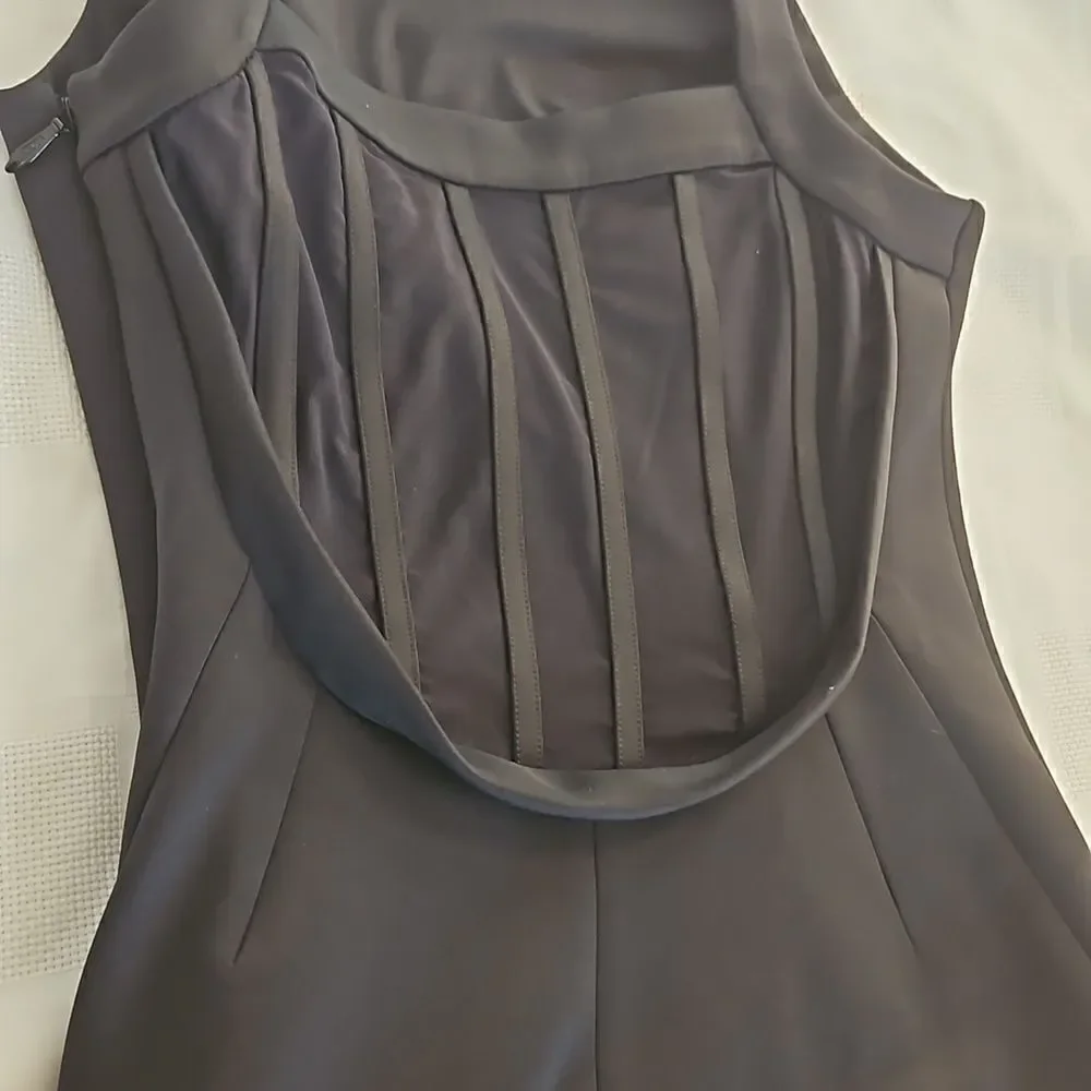 HP Marciano Cocktail Bodycon Midi Dress With Sheer Back Small Black - Picture 10 of 16